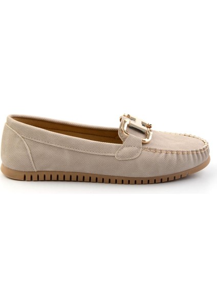 Bej Kot Kadın Loafer Ayakkabı K01542010737
