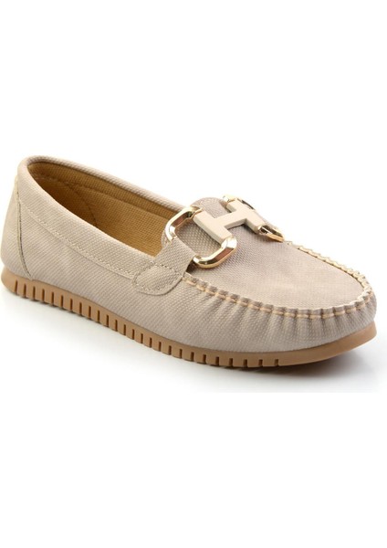 Bej Kot Kadın Loafer Ayakkabı K01542010737