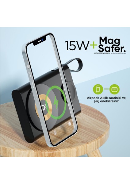 Ultimate PW2250 10000mAh 22.5W Kendinden Kablolu MagSafe Powerbank + Watch + Stand - Kablosuz Şarj Cihazı - 1 PD 1 USB Port - Dijital Ekran - Taşınabilir Şarj Cihazı modelleri