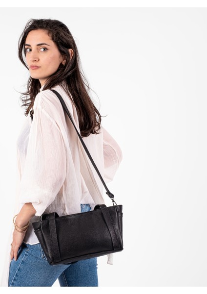 Kadın Hakiki Deri Omuz Çantası Minimalist Tasarım, Ayarlanabilir Uzun Askılı, Yumuşak Deri