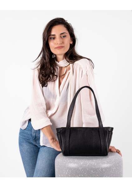 Kadın Hakiki Deri Omuz Çantası Minimalist Tasarım, Ayarlanabilir Uzun Askılı, Yumuşak Deri