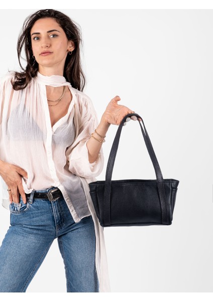 Kadın Hakiki Deri Omuz Çantası Minimalist Tasarım, Ayarlanabilir Uzun Askılı, Yumuşak Deri