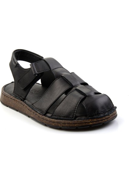 Siyah Leather Erkek Sandalet E05433011043
