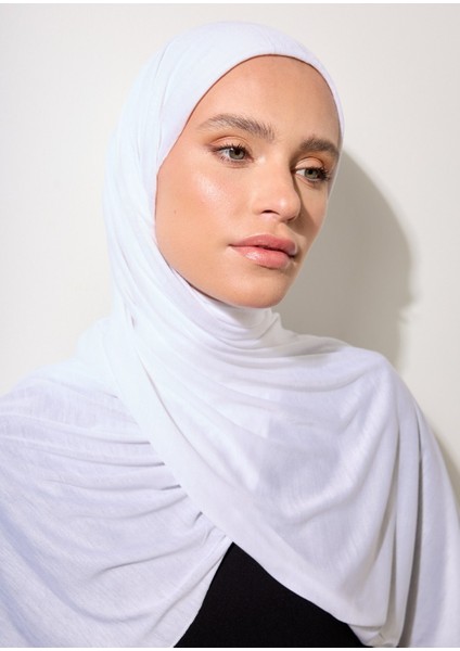 Beyaz Jarsey Şal modelleri