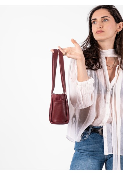 Kadın Hakiki Deri Omuz Çantası Minimalist Tasarım, Ayarlanabilir Uzun Askılı, Yumuşak Deri