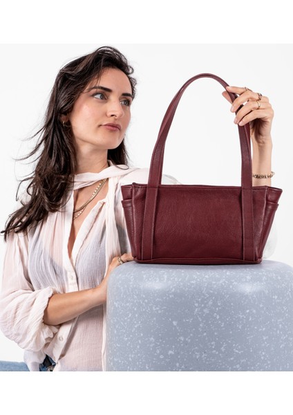 Kadın Hakiki Deri Omuz Çantası Minimalist Tasarım, Ayarlanabilir Uzun Askılı, Yumuşak Deri