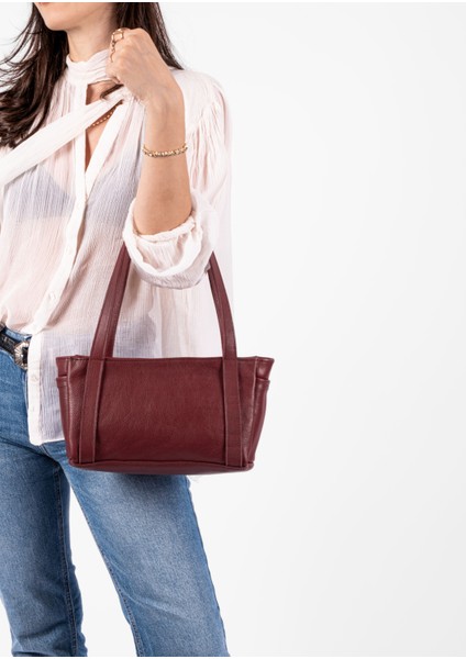 Kadın Hakiki Deri Omuz Çantası Minimalist Tasarım, Ayarlanabilir Uzun Askılı, Yumuşak Deri