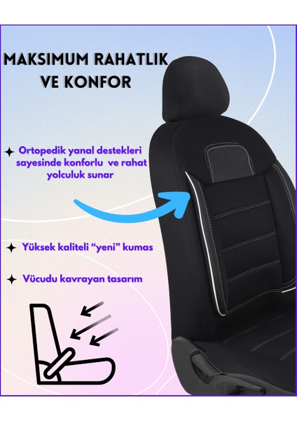 Tofaş Doğan Slx 1995-2025 Uyumlu Basic B Model Özel Tasarım Oto Koltuk Kılıfı Seti
