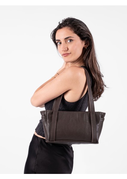 Kadın Hakiki Deri Omuz Çantası Minimalist Tasarım, Ayarlanabilir Uzun Askılı, Yumuşak Deri