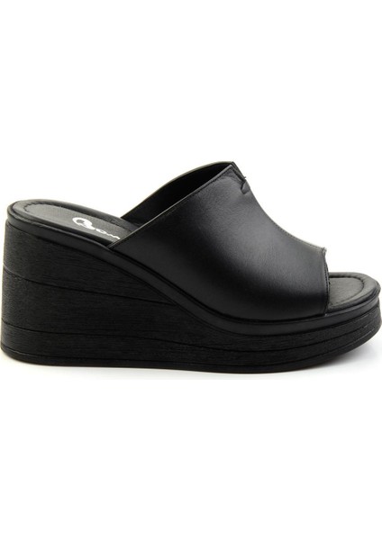 Siyah Leather Kadın Terlik K04040012603