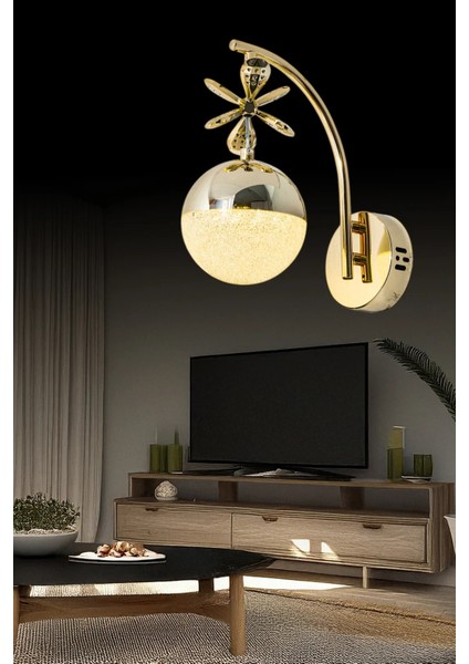 Diana Gold 3 Renk Ledli Gold Kelebek Dekor Detaylı Lüks Modern Tasarım Tekli Ledli Aplik