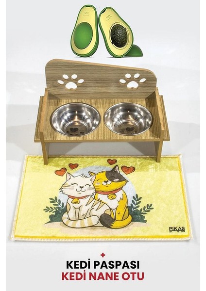Pati Mama Kabı Kedi Köpek Suluk Mamalık, Paspas ve Avokado Kedi Nanesi Hediye