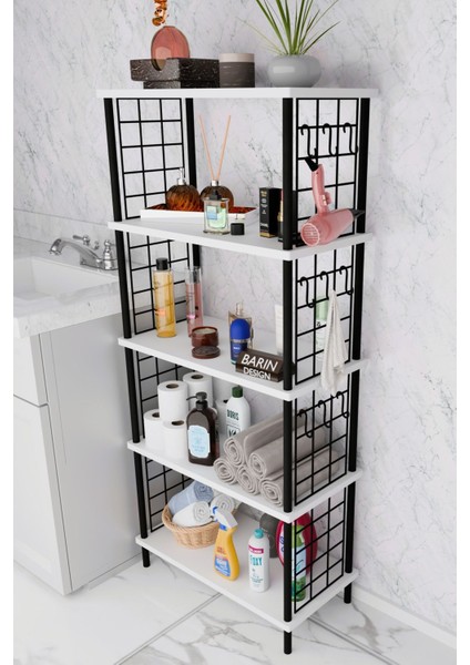 5 Raflı Çevir-Kur Raf Ünitesi | Telli Metal Gövdeli Organizer | Banyo, Mutfak, Balkon, Antre Uyumlu modelleri