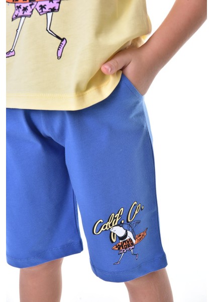 Erkek Çocuk Baskılı Sarı-Mavi Şortlu Takım fiyatları