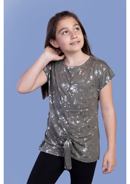 Kız Çocuk Varak Baskılı Tişört