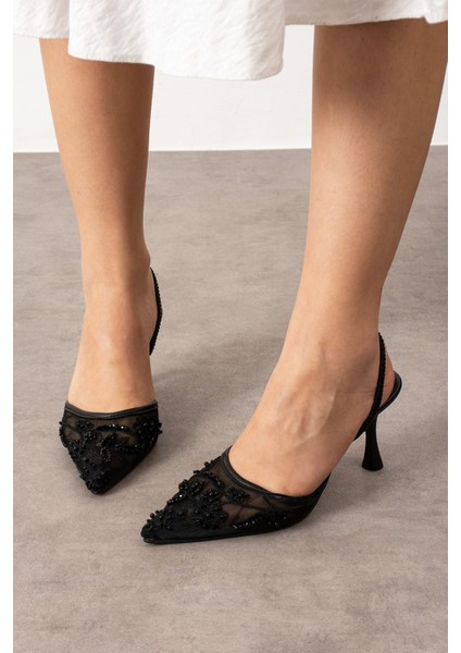 Natalyn File Nakış ve Boncuk Detaylı Sivri Burun Kadın Topuklu Ayakkabı modelleri