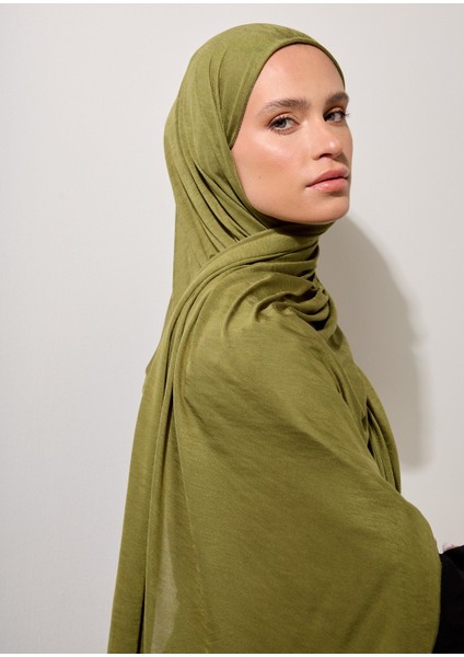Tesettür Şal - Haki Penye modelleri