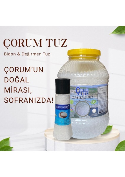 Çorumtuz %100 Doğal Çorum Kaynak Tuz 5 kg Pet Yanında Değirmen. Türkiyenin Tuzu