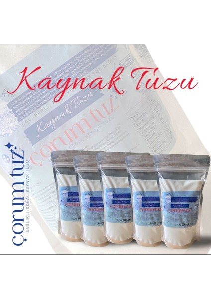 Çorum Tuzu Doğal Kaynak Tuz Öğütülmüş 600G'LIK 5 Paket