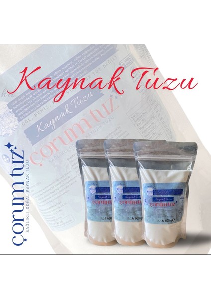 Çorum Tuzu Doğal Kaynak Tuz Öğütülmüş 600G'LIK 3 Paket