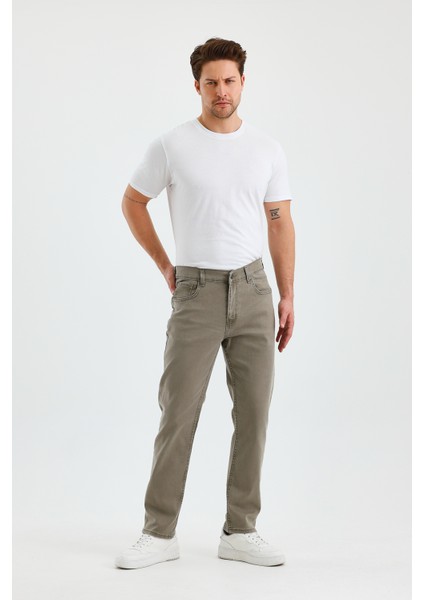 Erkek Regular Fit Geniş Paça Yüksek Bel Casual Kot Pantolon
