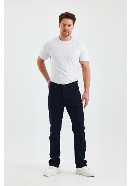 Erkek Regular Fit Geniş Paça Yüksek Bel Casual Kot Pantolon
