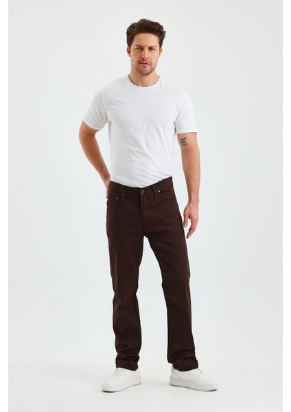 Erkek Regular Fit Geniş Paça Yüksek Bel Casual Kot Pantolon