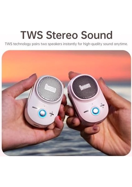 Itour-S Taşınabilir Mini Giyilebilir Bluetooth Hoparlör, Büyük Ses ve Punchy Bas, Klipsli Tasarım, IP67 Su Geçirmez ve Toz Geçirmez, 10 Saat Çalma Süresi, Ev, Seyahat, Ofis ve Dış Mekan Için