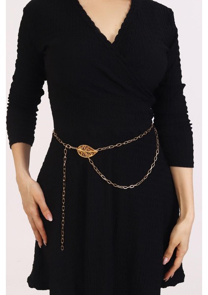 Pınkmark Kadın Gold Yaprak Figürlü Zincir Kemer PMKM25616