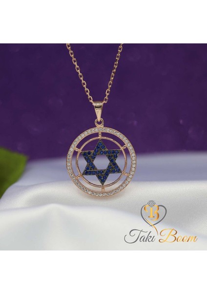 Davut Yıldızı Kolye - Yahudiler Için Kalkan Gümüş Kolye - Safir Beyaz Taş fırsatları