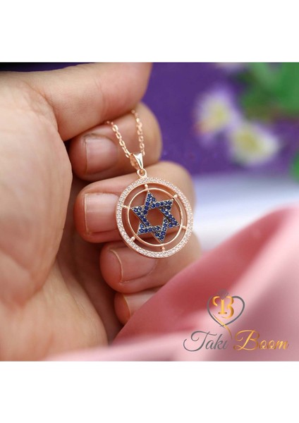 Davut Yıldızı Kolye - Yahudiler Için Kalkan Gümüş Kolye - Safir Beyaz Taş indirimleri