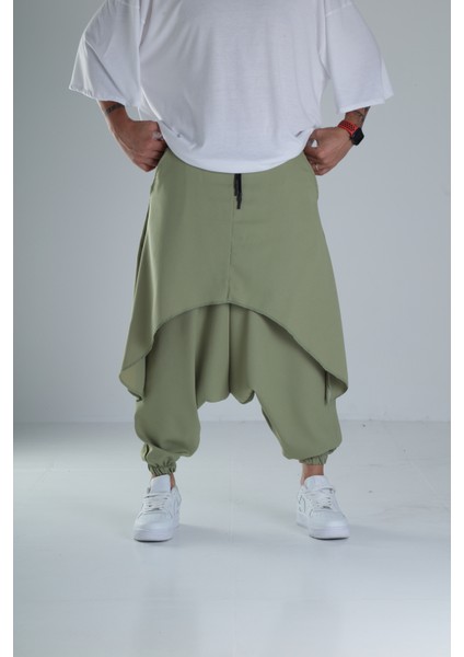 Oversize Şalvarlı Samurai Haki Pantolon