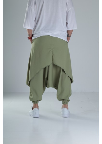 Oversize Şalvarlı Samurai Haki Pantolon