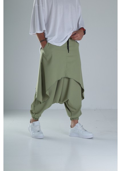 Oversize Şalvarlı Samurai Haki Pantolon