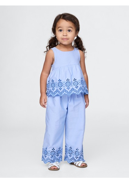 Kız Bebek Mavi Eyelet Poplin Outfit Set