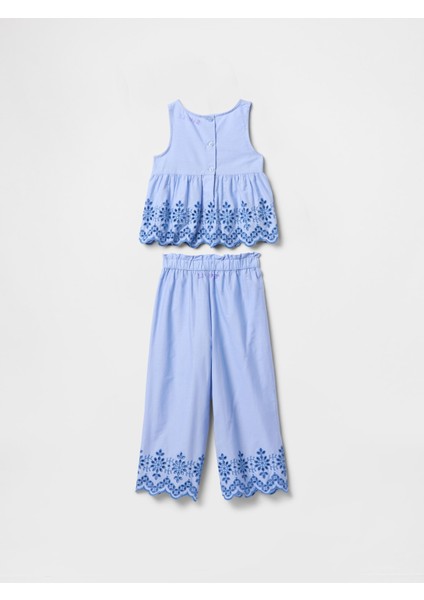 Kız Bebek Mavi Eyelet Poplin Outfit Set