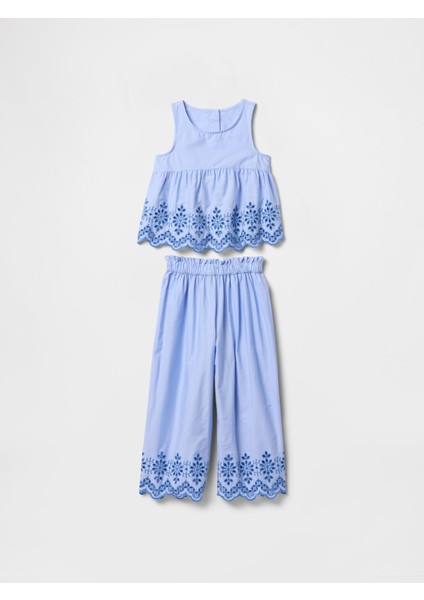 Kız Bebek Mavi Eyelet Poplin Outfit Set