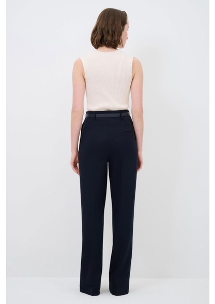 Geniş Paça Kemerli Pantolon Lacivert 15342103008