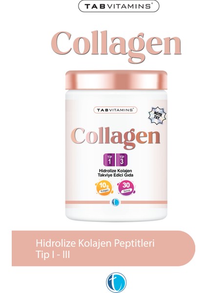 Collagen 30 Servis Aromasız Hidrolize Kolajen Peptitleri Tip 1 Tip 3