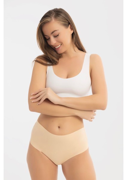 Kadın Yüksek Bel Basic Dikişsiz Lazer Kesim Külot 3'lü Paket Renkli modelleri