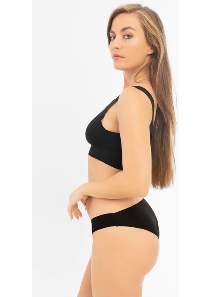 Kadın Iz Yapmayan Dikişsiz Lazer Kesim Külot 3'lü Paket Siyah