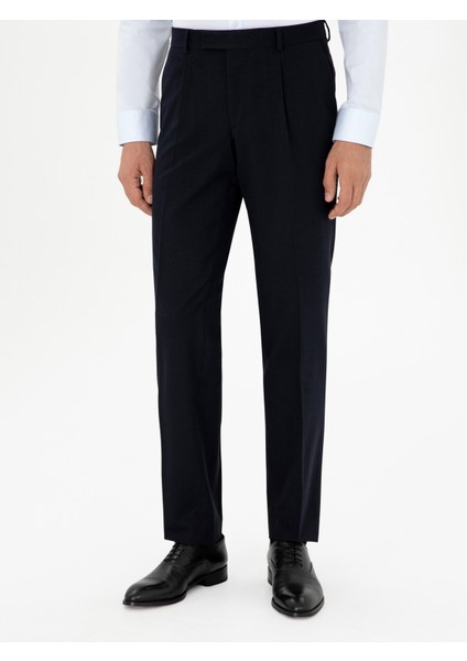 Erkek Koyu Lacivert Slim Fit Kumaş Pantolon 50293330-VR100