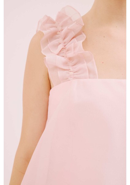 Organze Mini Elbise Pembe Y9911010_038