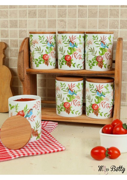 Mıss Betty 9886 Mıra Standlı 6lı Porselen Baharatlık