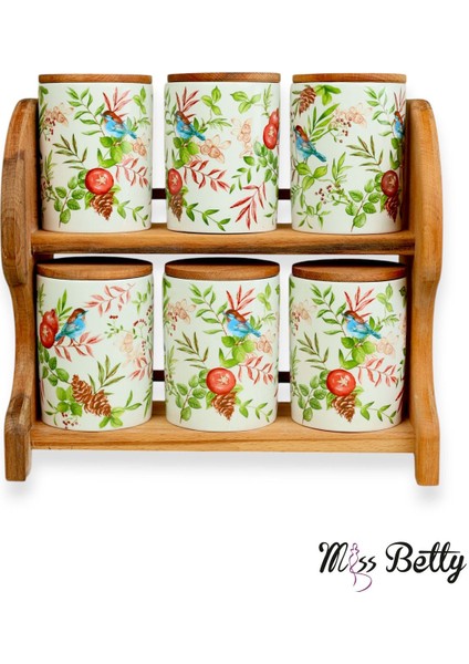 Mıss Betty 9886 Mıra Standlı 6lı Porselen Baharatlık fiyatları