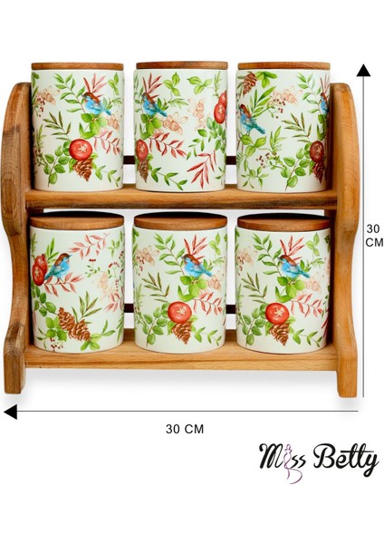 Mıss Betty 9886 Mıra Standlı 6lı Porselen Baharatlık modelleri