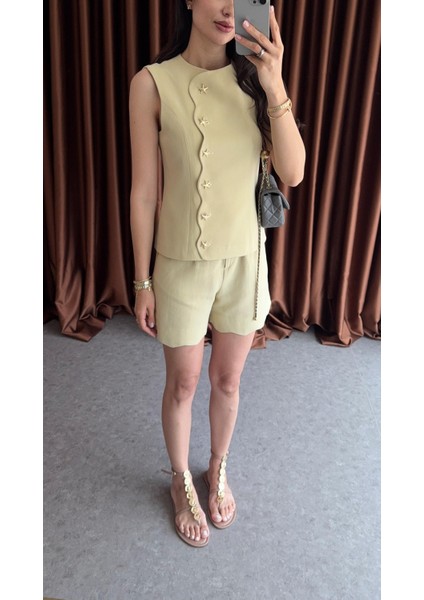 Deniz Yıldızı Düğmeli Sarı Takım indirimleri