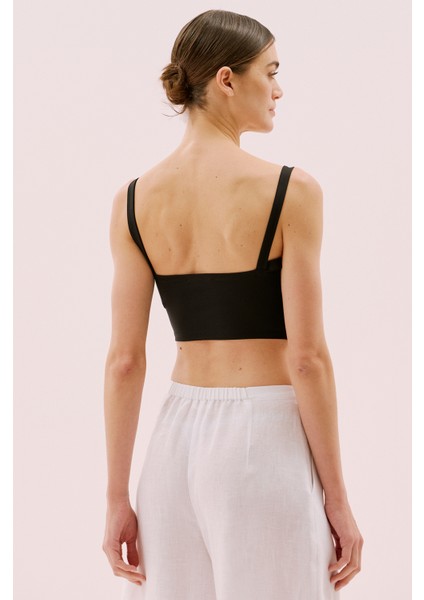 Askılı Drape Detaylı Crop Bluz Siyah Y2523821_001 fiyatları