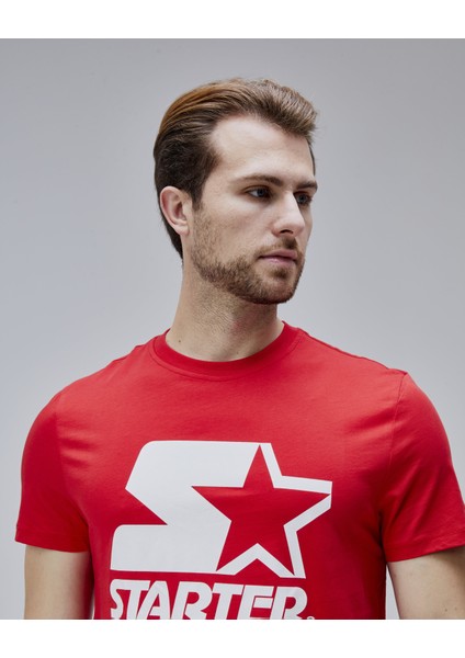 Hudson Kırmızı Bisiklet Yaka Baskılı Standard Fit Erkek Tshirt
