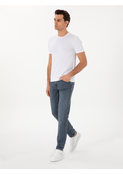 Erkek Koyu Lacivert Slim Fit Pamuklu Jean Pantolon 50298879-VR100 modelleri